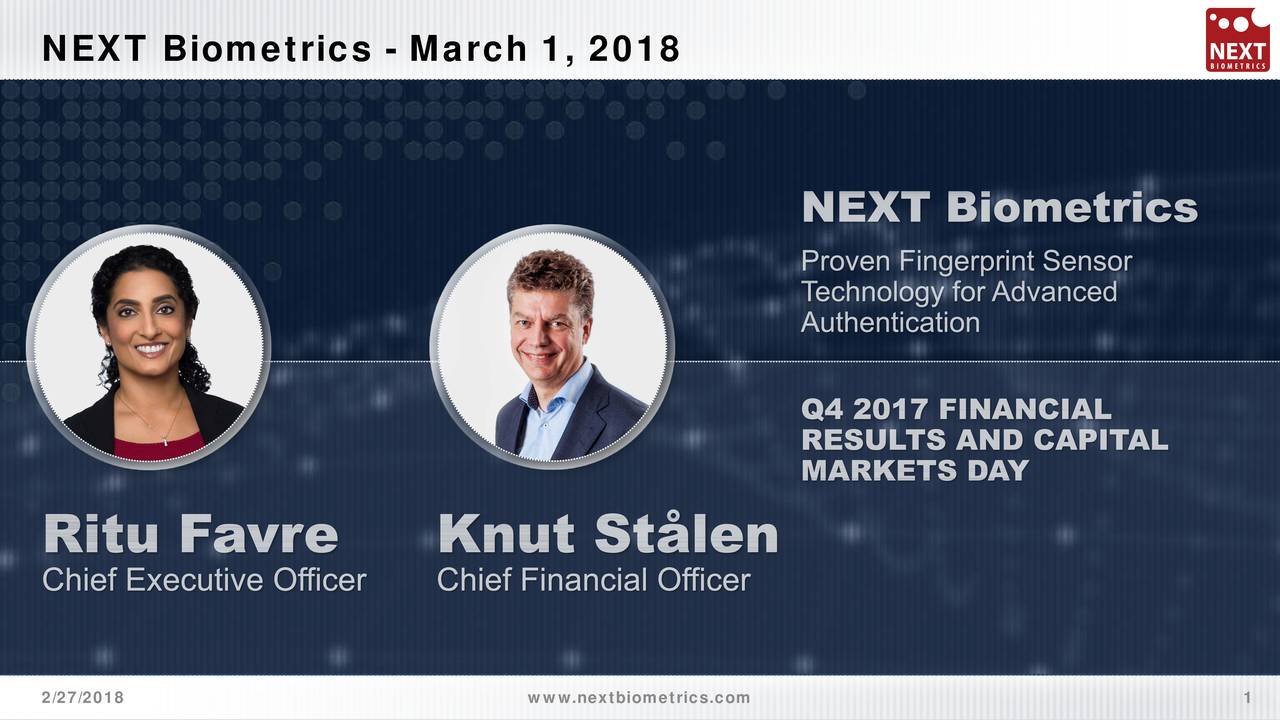 NEXT Biometrics - March 1, 2018