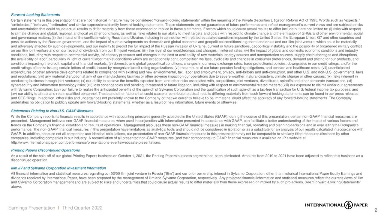 International Paper Company 2022 Q3 Results Earnings Call