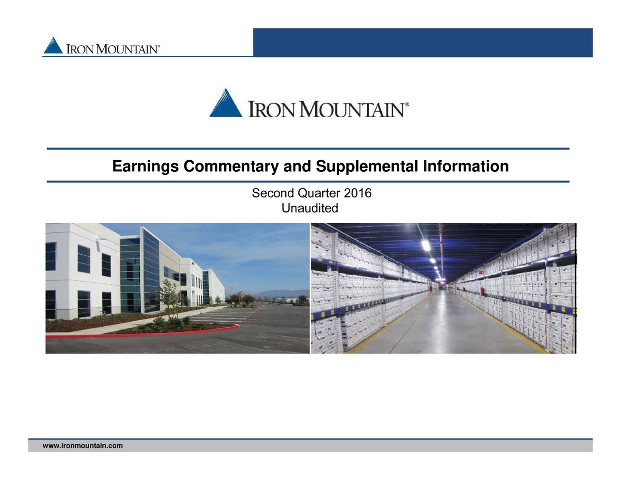 Iron Mountain Inc. 2016 Q2 Results Earnings Call Slides (NYSEIRM