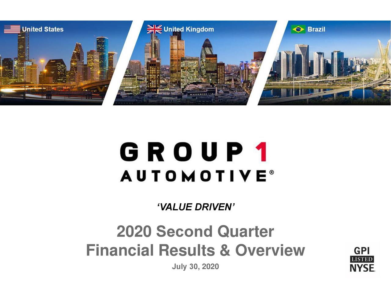 Group 1 Automotive, Inc. 2020 Q2 Results Earnings Call Presentation