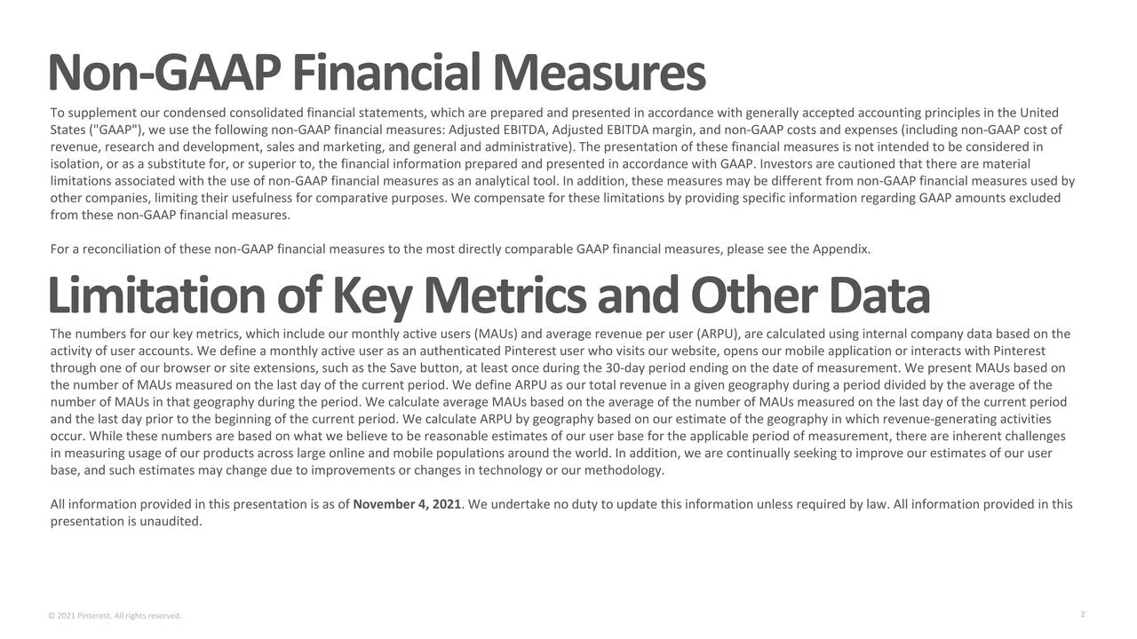 Pinterest, Inc. 2021 Q3 Results Earnings Call Presentation (NYSE