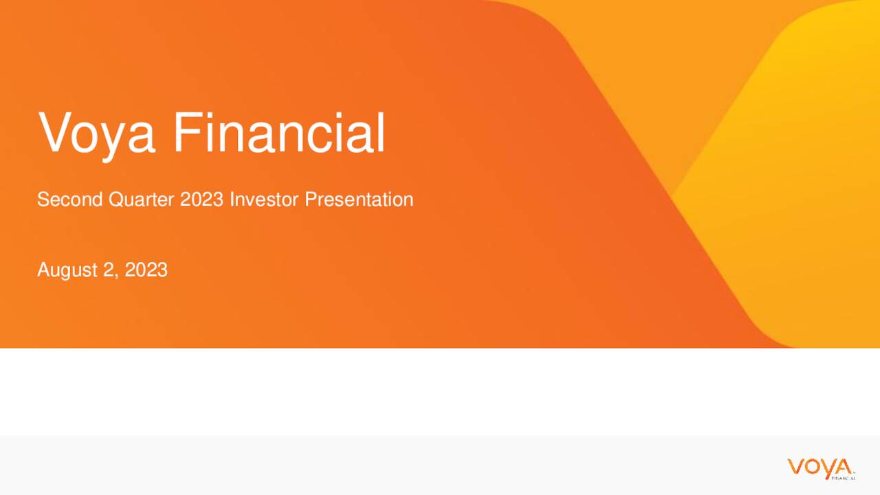 Voya Financial, Inc. 2023 Q2 - Results - Earnings Call Presentation ...