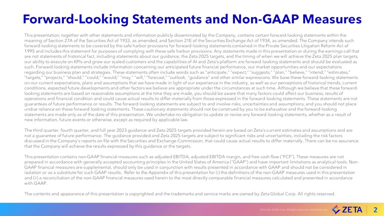 Forward-Looking Statements and Non-GAAP Measures