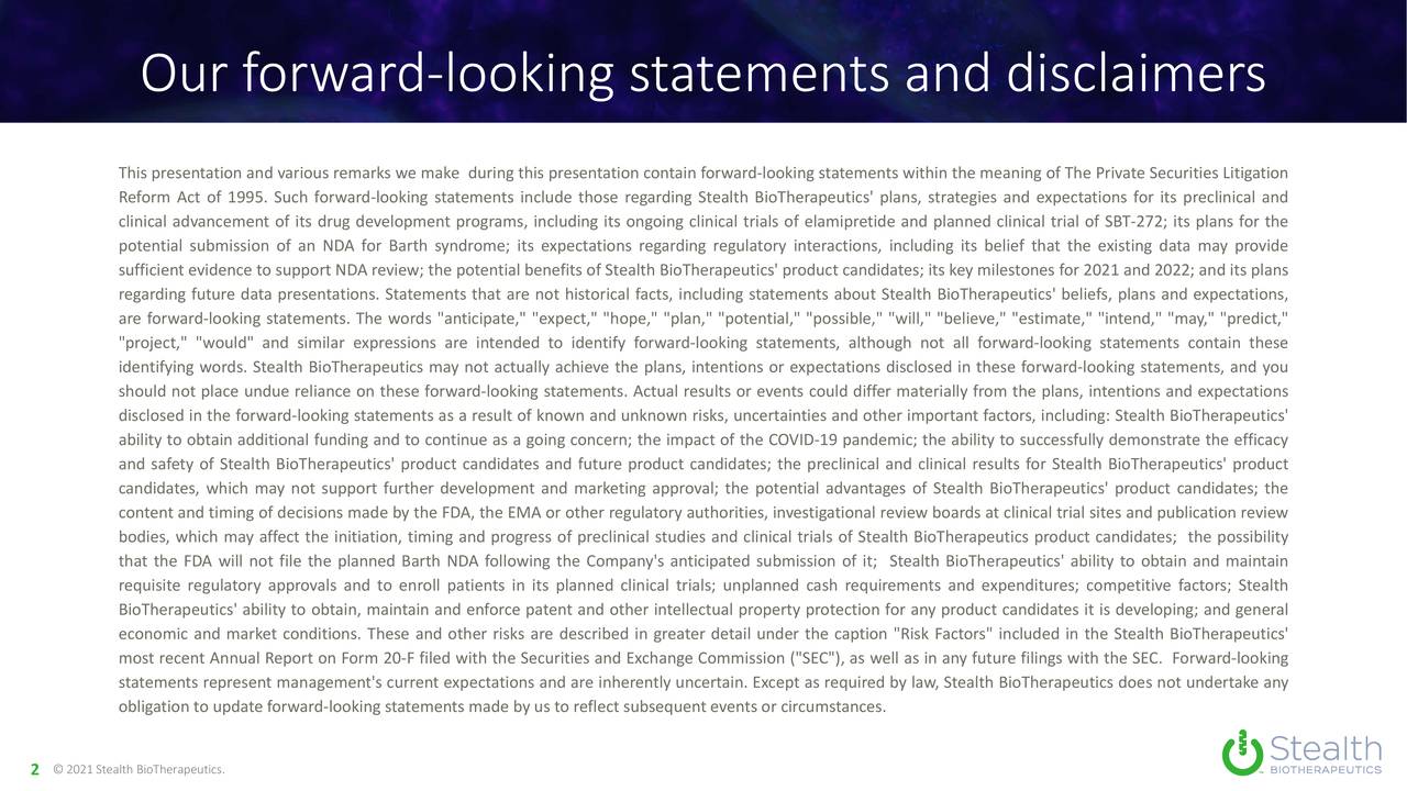 Stealth BioTherapeutics MITO Investor Presentation Slideshow 
