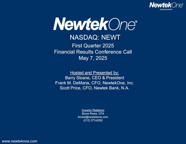 NewtekOne, Inc. 2025 Q1 - Results - Earnings Call Presentation (NASDAQ ...