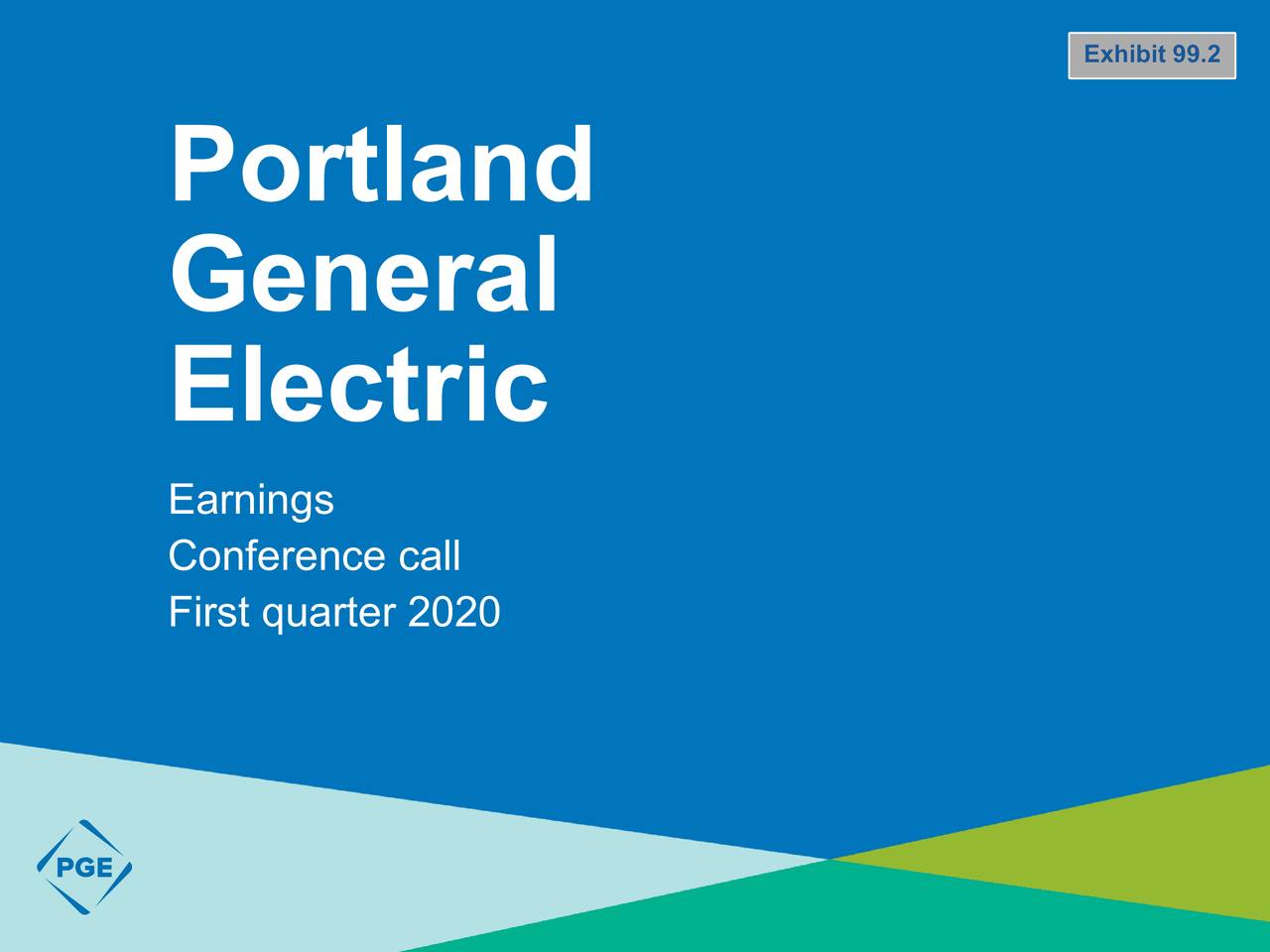 Portland General Electric Company 2020 Q1 Results Earnings Call