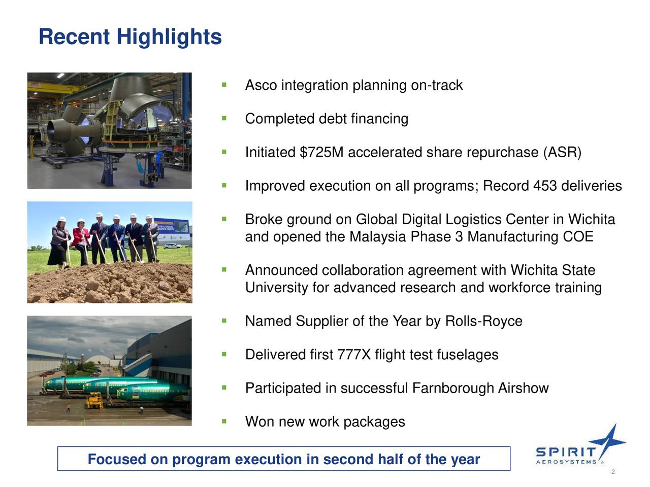 Spirit Aerosystems Holdings Inc 2018 Q2 Results Earnings Call Slides Nyse Spr Seeking