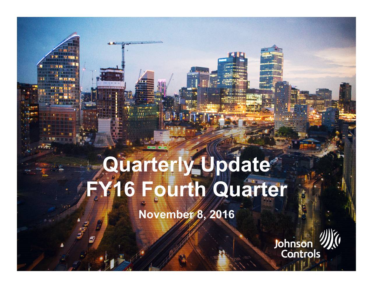 Johnson Controls, Inc. 2016 Q4 Results Earnings Call Slides (NYSE