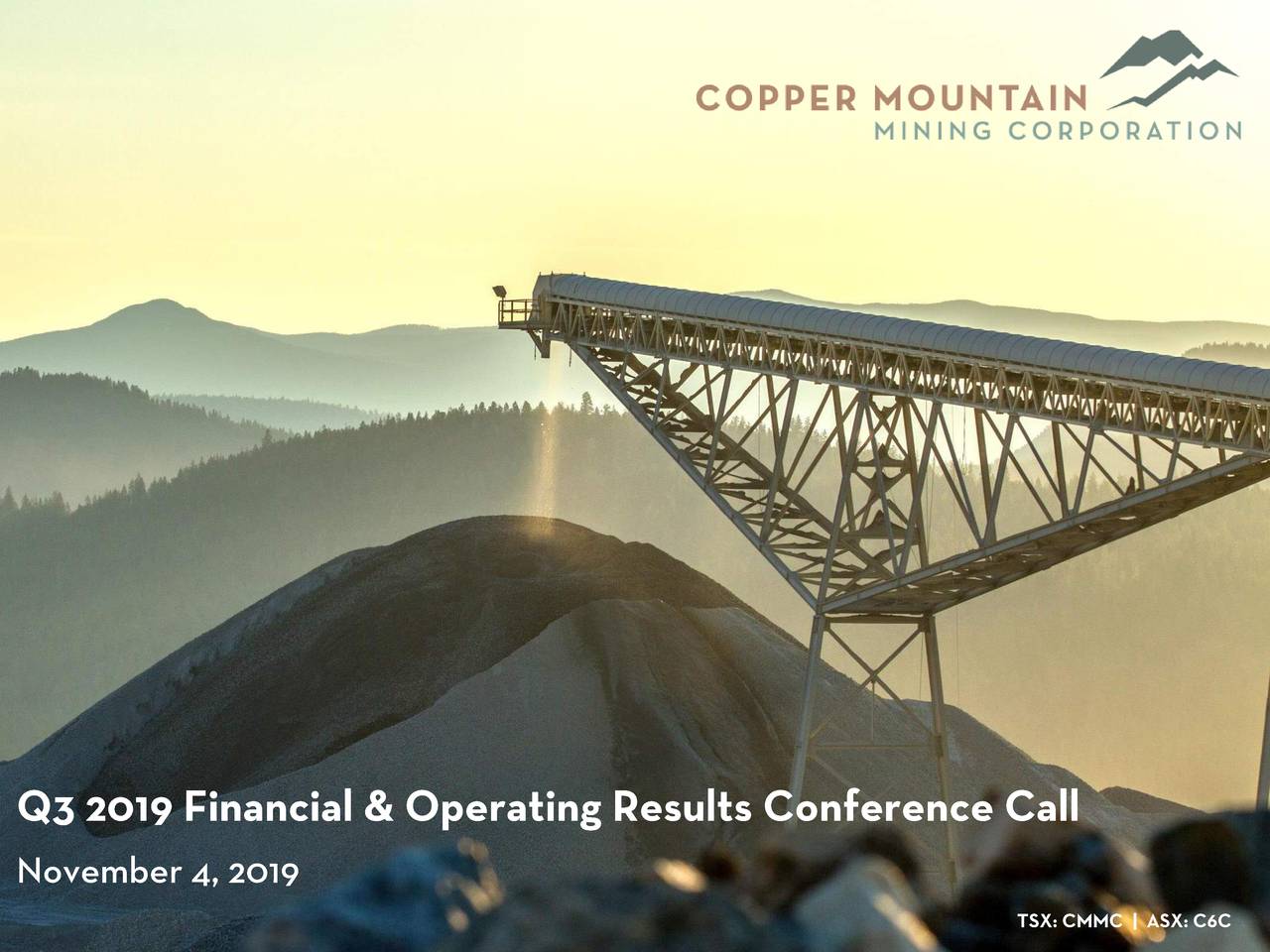 Copper Mountain Mining Corporation 2019 Q3 Results Earnings Call