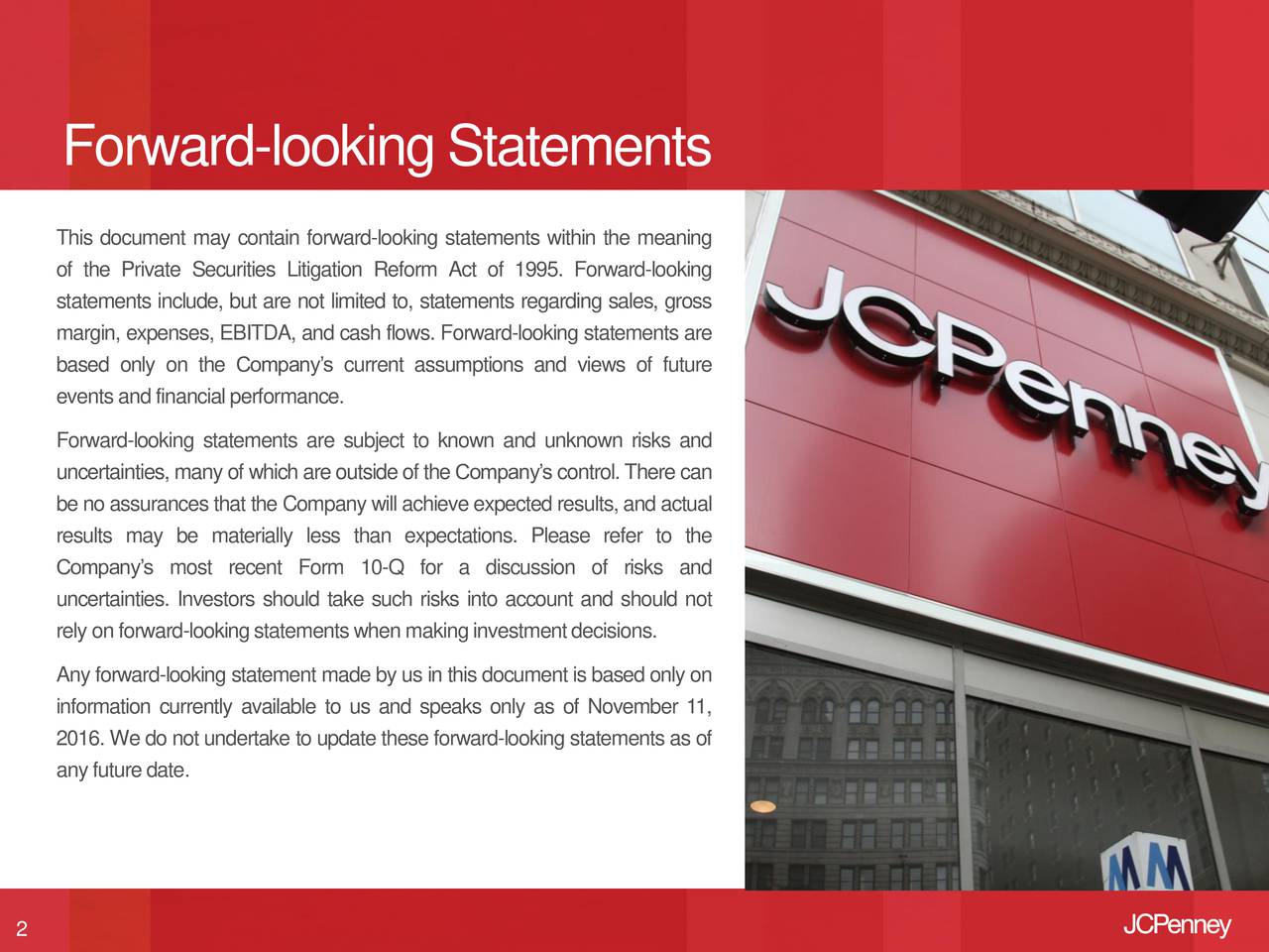 J.C. Penney Company Inc. 2016 Q3 - Results - Earnings Call Slides  (OTCMKTS:CPPRQ) | Seeking Alpha
