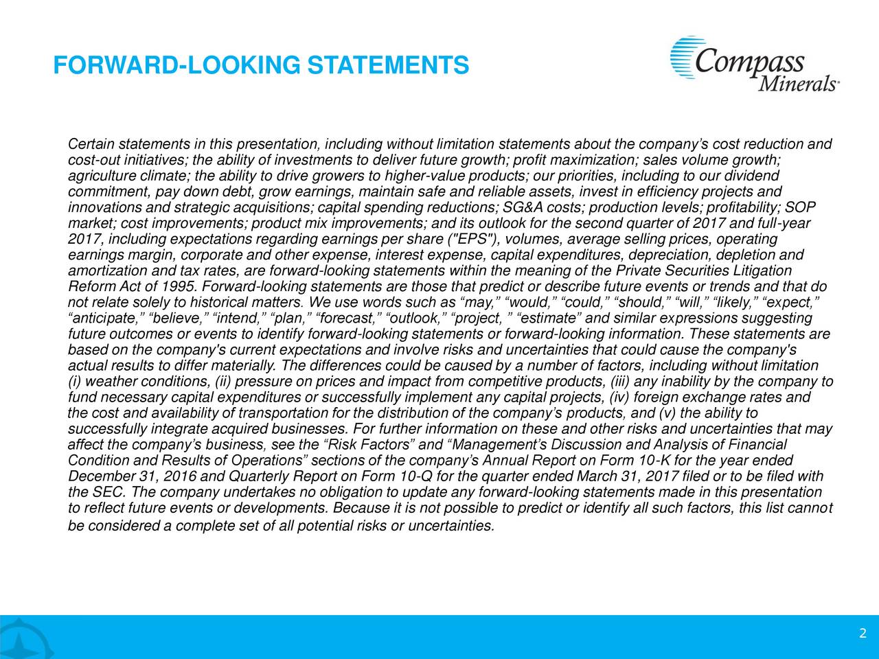 Compass Minerals International, Inc. 2017 Q1 Results Earnings Call