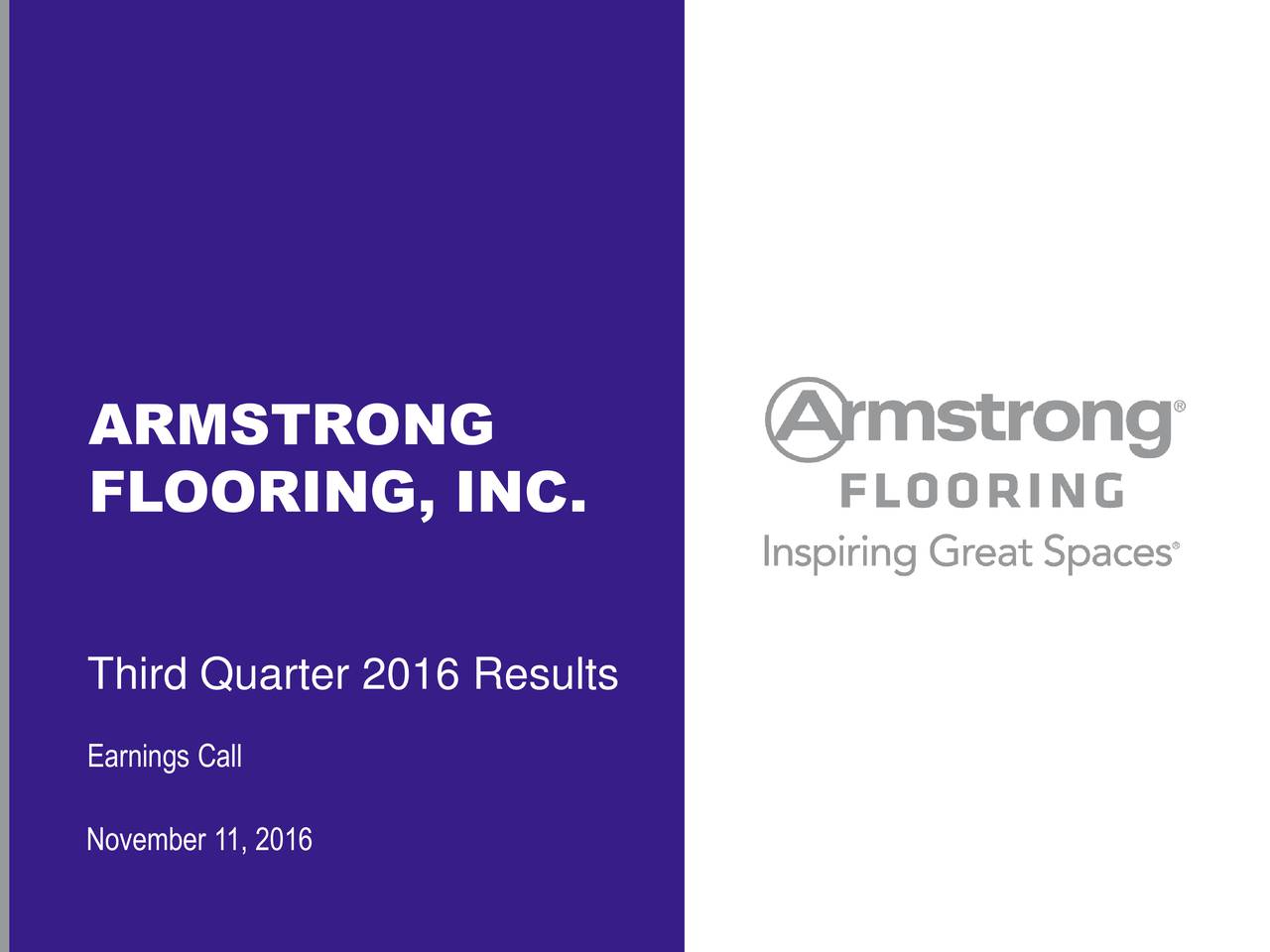 Armstrong Flooring, Inc. 2016 Q3 Results Earnings Call Slides