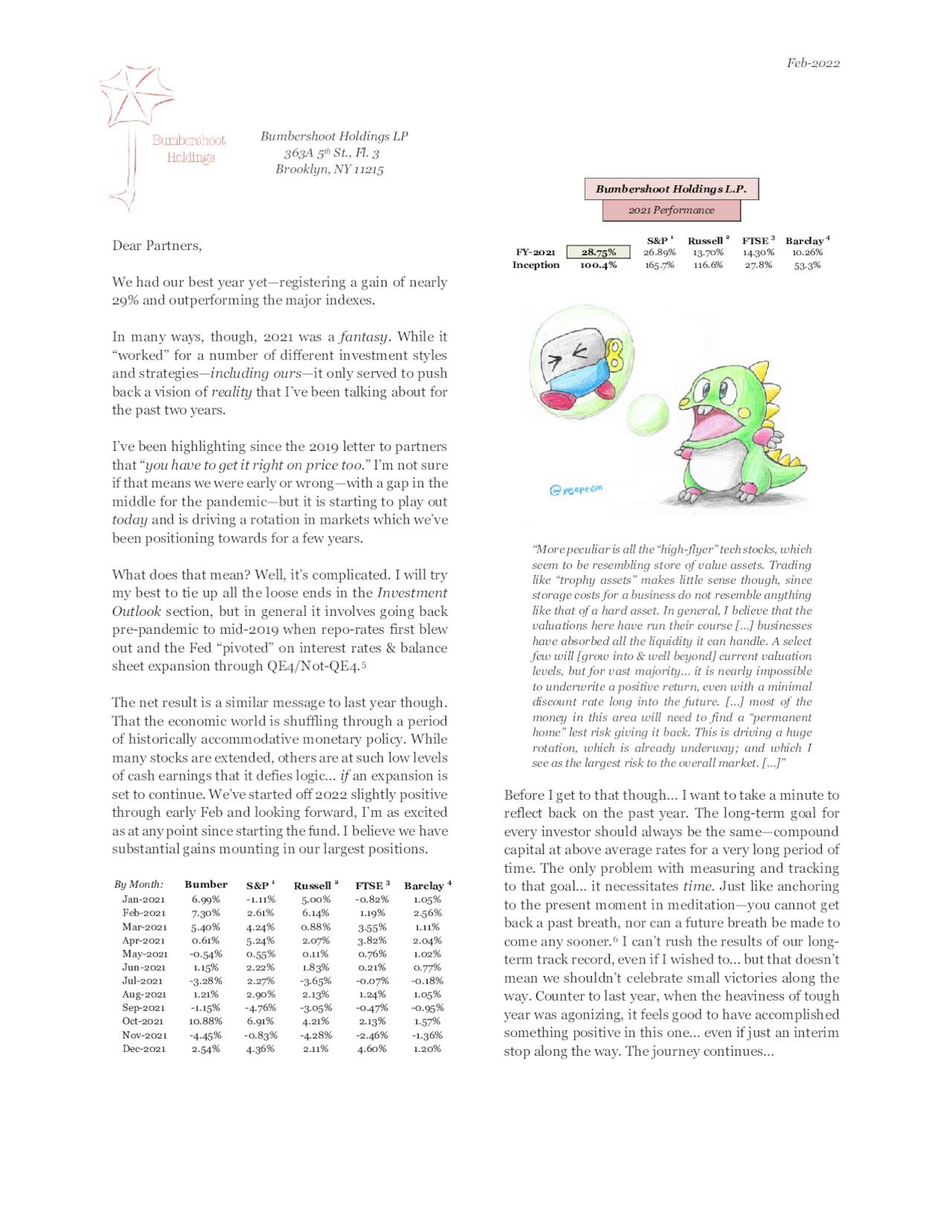 Bumbershoot Holdings 2021 Investor Letter Seeking Alpha
