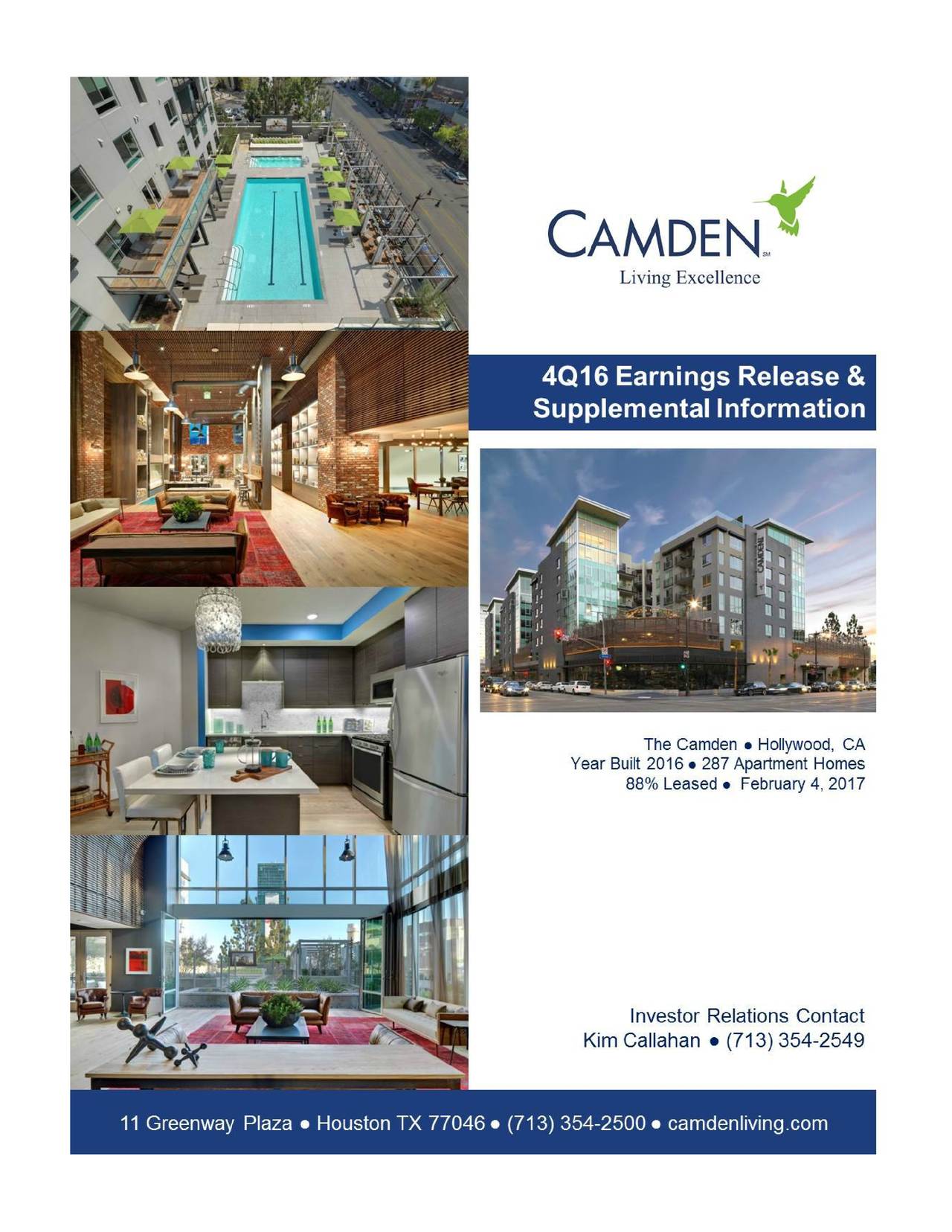 Camden Property Trust 2016 Q4 Results Earnings Call Slides (NYSE