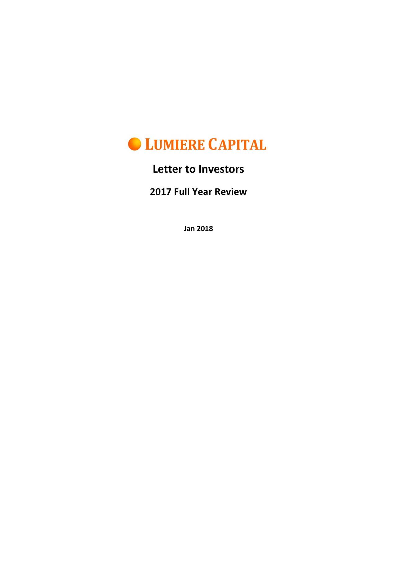 Letter to Investors
