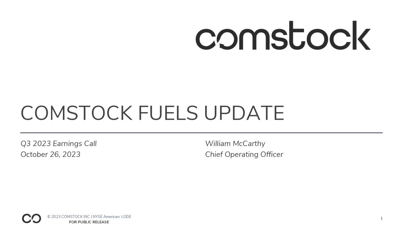 Comstock Inc. 2023 Q3 Results Earnings Call Presentation (NYSELODE