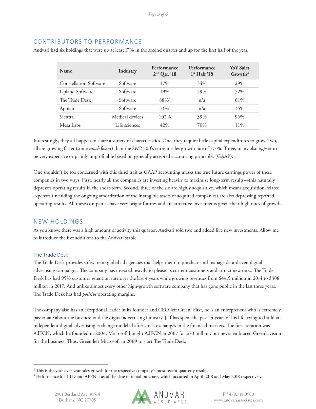 terms 6 medical letter Inc   Luxoft Holding, Q2 2018 Letter Associates Andvari