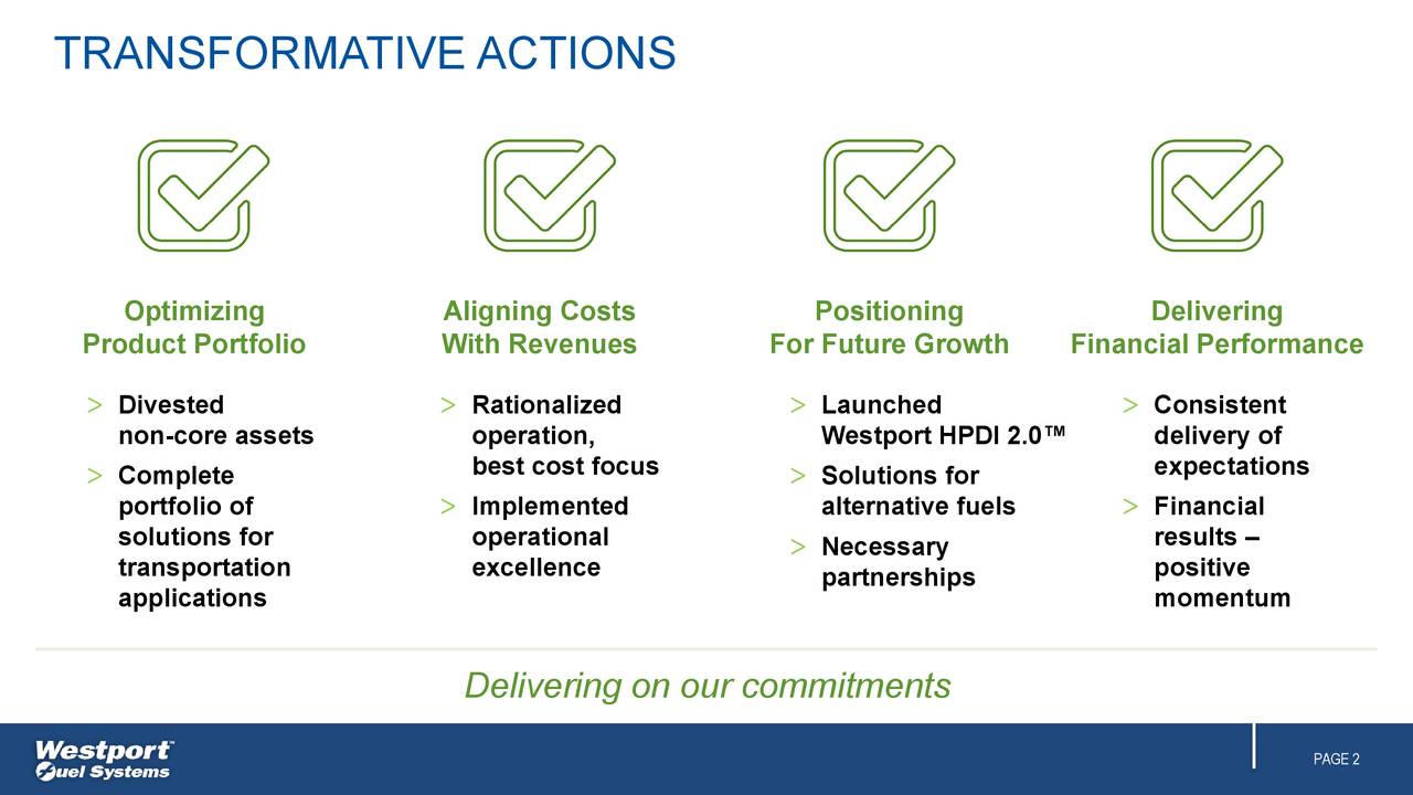 Westport Fuel Systems, Inc. 2018 Q3 Results Earnings Call Slides (NASDAQWPRT) Seeking Alpha