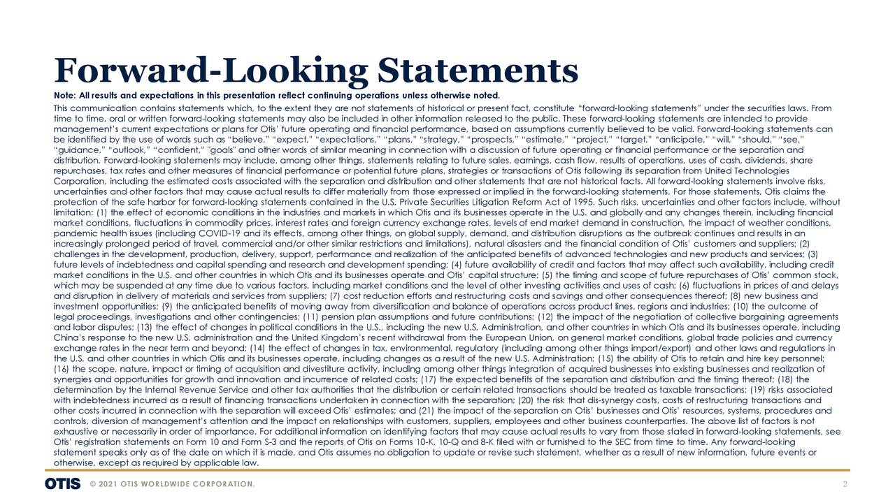 Otis Worldwide Corporation 2021 Q2 Results Earnings Call