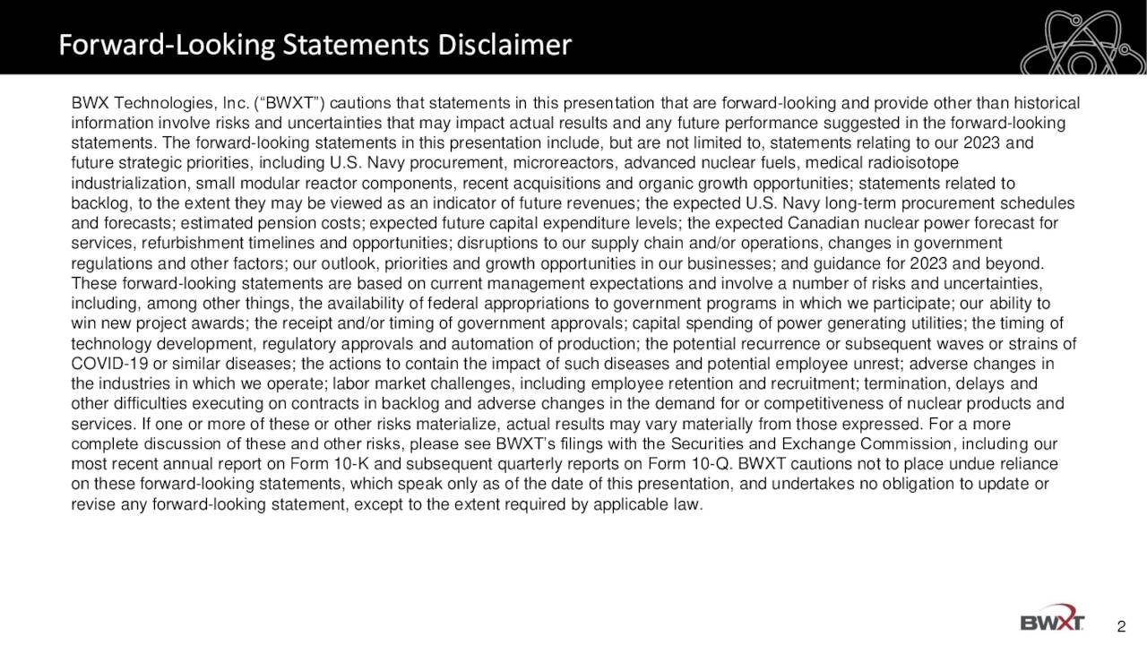 Forward-Looking Statements Disclaimer