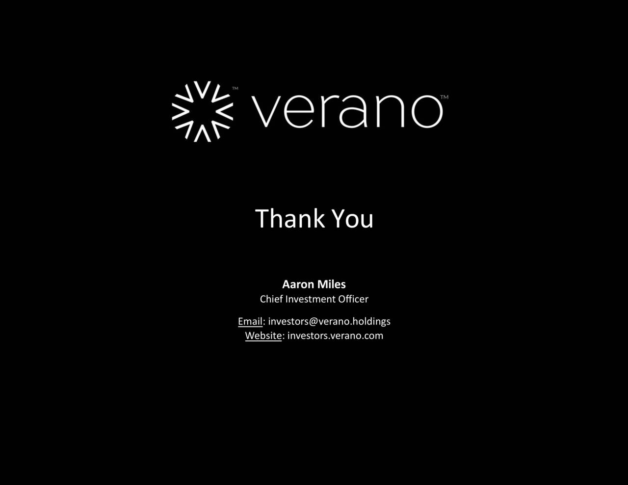 Verano Holdings Vrnof Investor Presentation Slideshow Otcmkts Vrnof Seeking Alpha