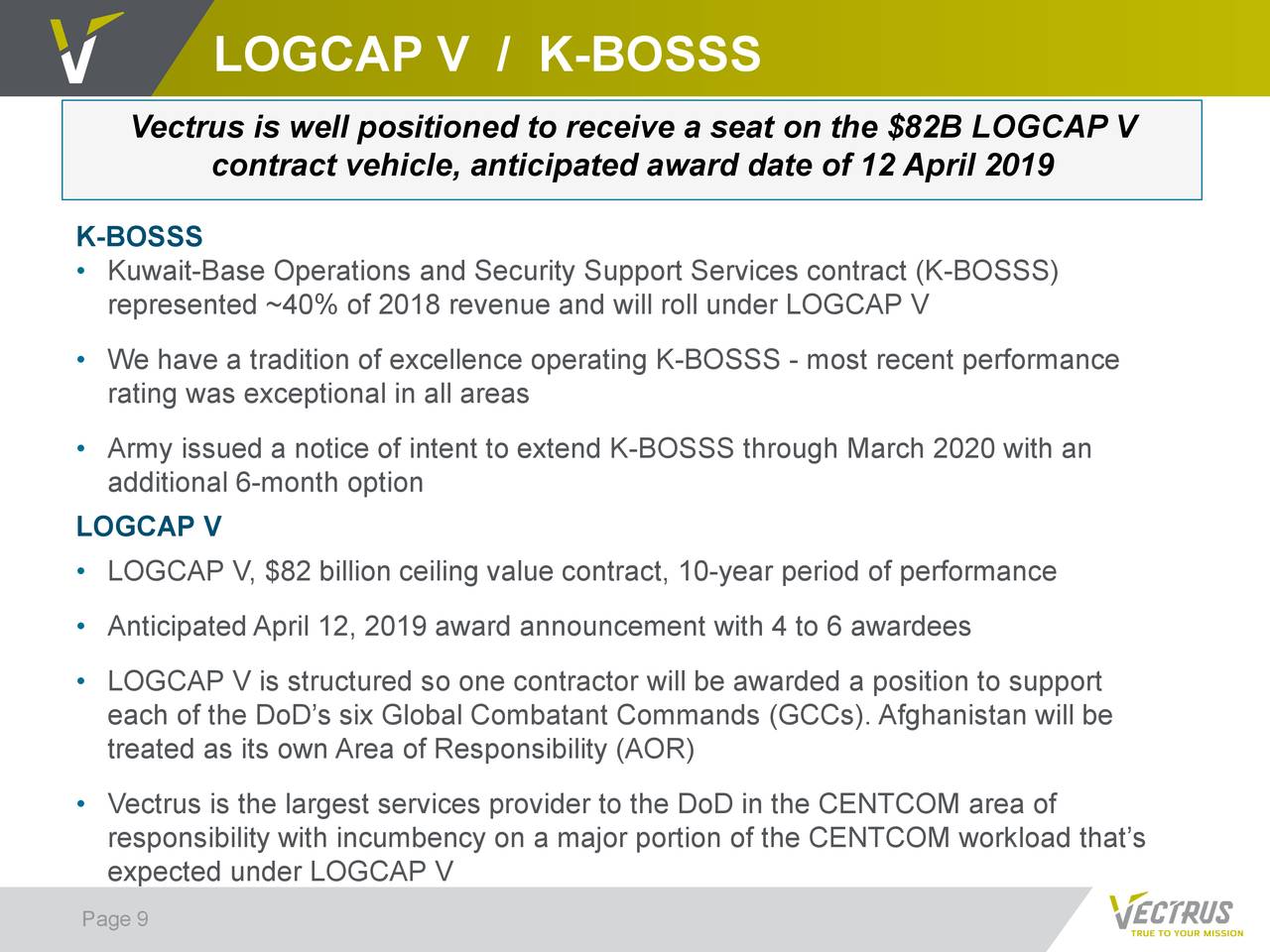 Vectrus 2018 Q4 - Results - Earnings Call Slides (NYSE:VEC) | Seeking Alpha