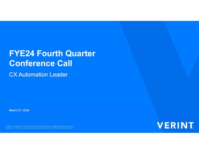 Verint Systems Inc. 2024 Q4 - Results - Earnings Call Presentation ...