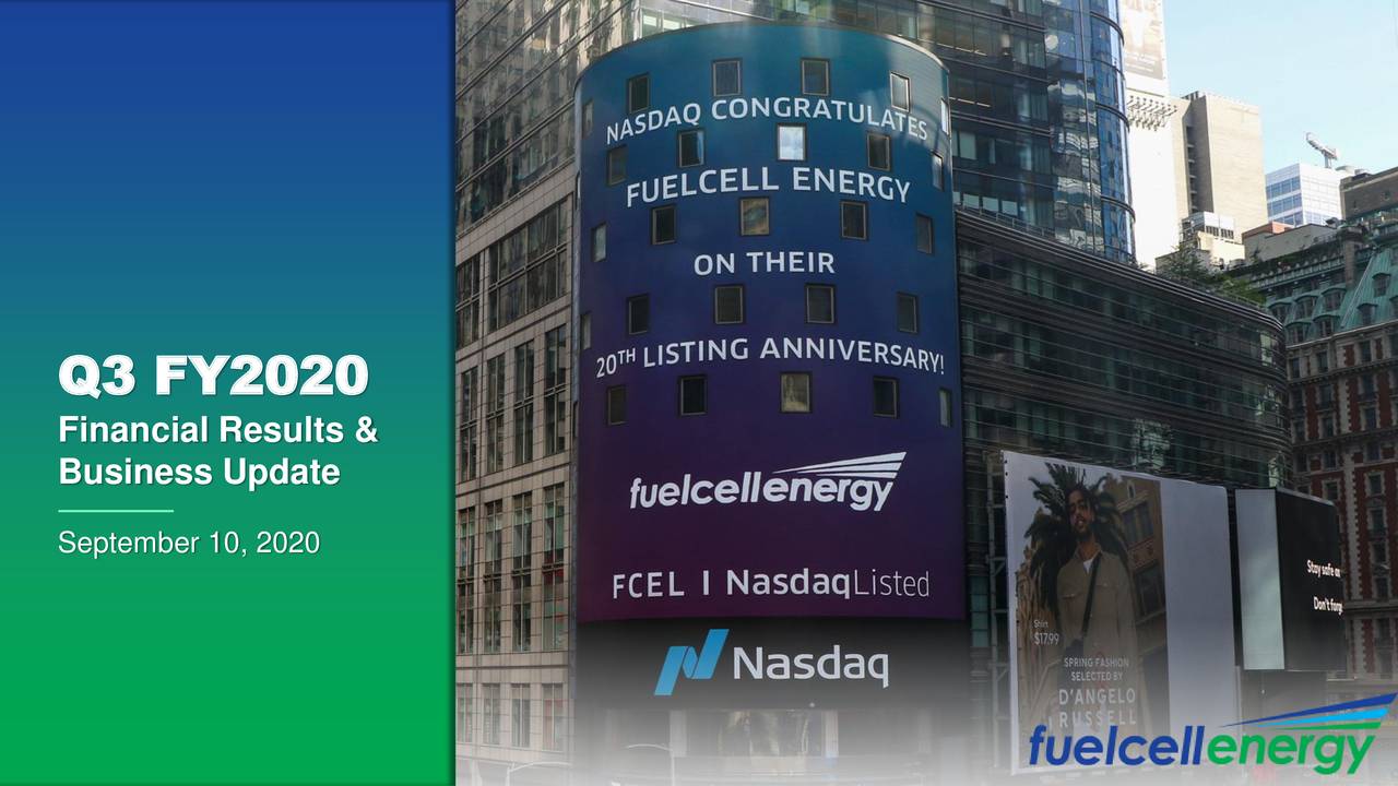 FuelCell Energy, Inc. 2020 Q3 Results Earnings Call Presentation