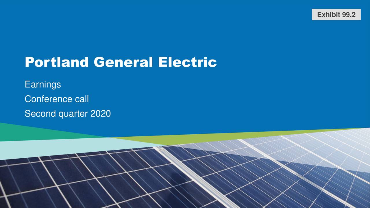 Portland General Electric Company 2020 Q2 Results Earnings Call
