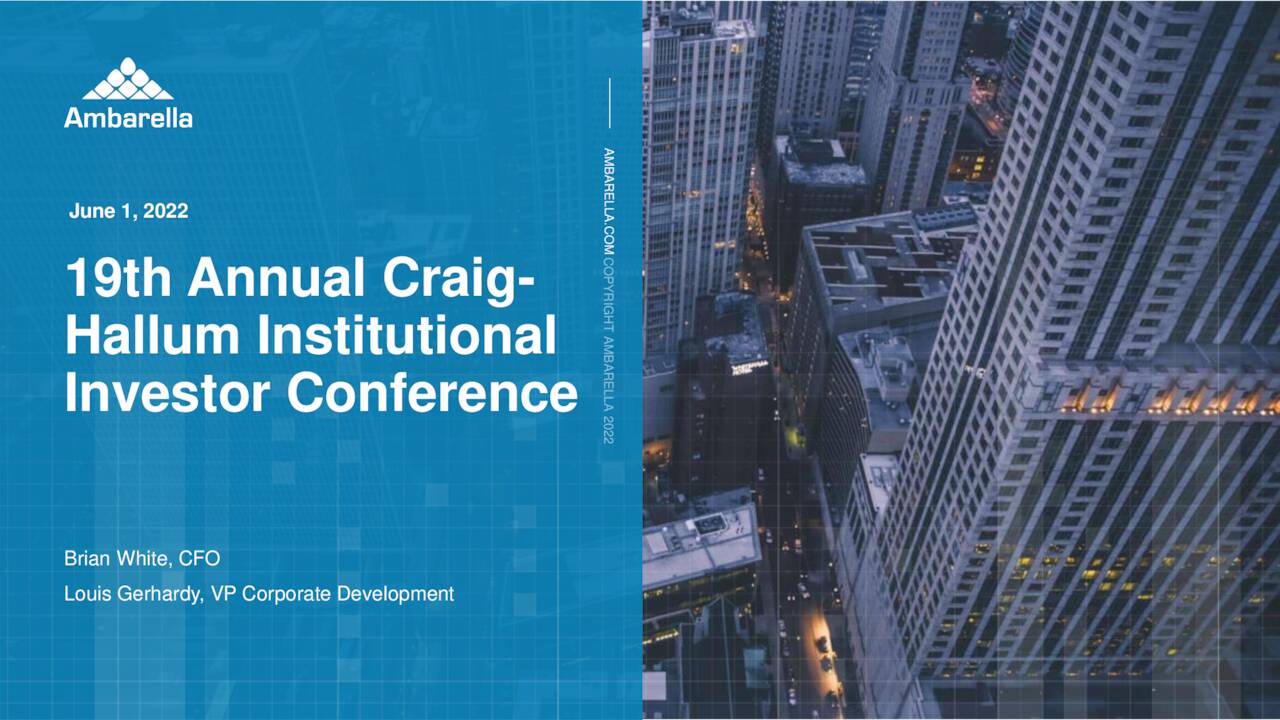 Ambarella (AMBA) Presents at 19th Annual CraigHallum Institutional