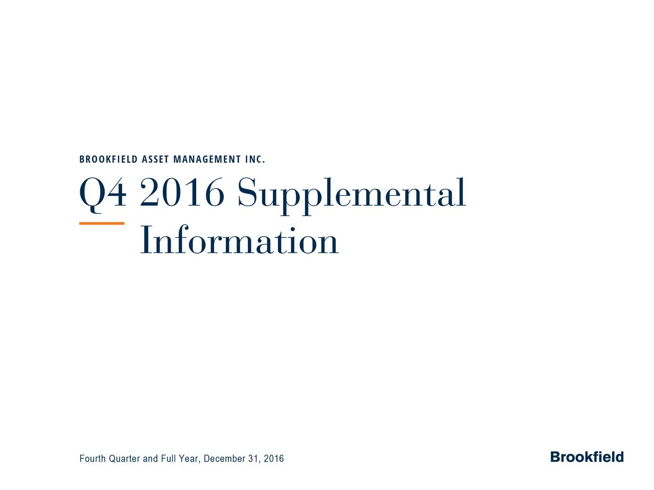 Brookfield Asset Management Inc. 2016 Q4 Results Earnings Call