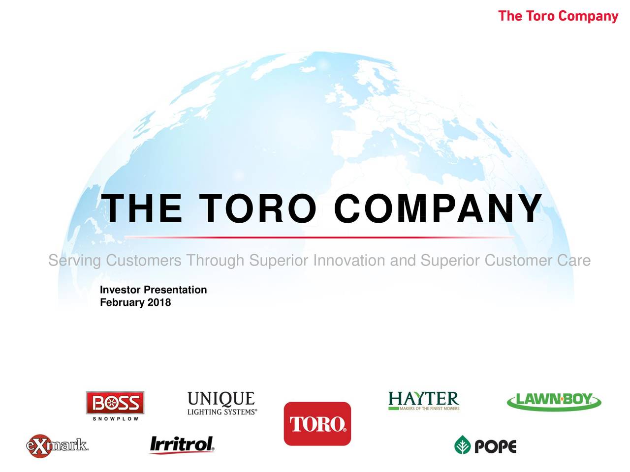 Toro Company 2018 Q1 Results Earnings Call Slides (NYSETTC