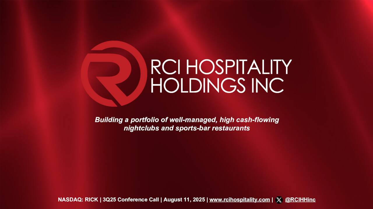 Rci Call RCI Hospitality Holdings, Inc. 2025 Q3 - Results - Earnings Call ...