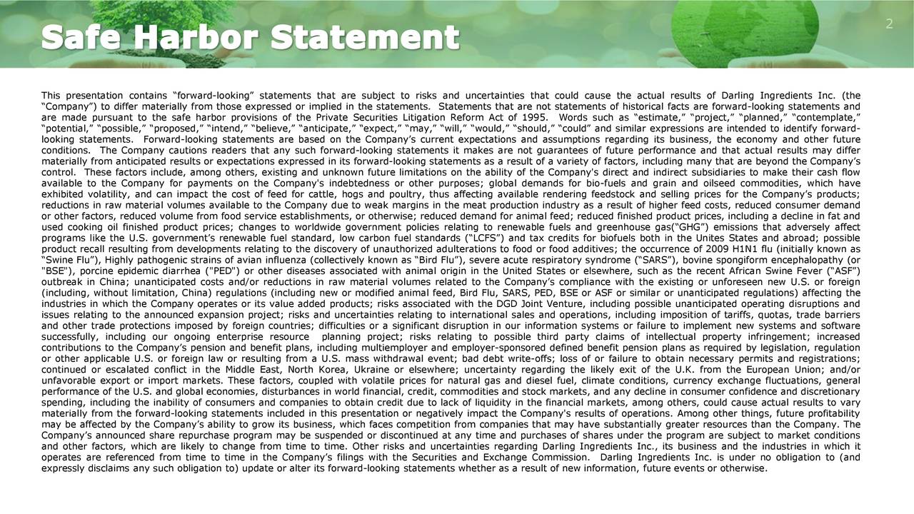 Darling Ingredients Inc. 2019 Q1 Results Earnings Call Slides (NYSE