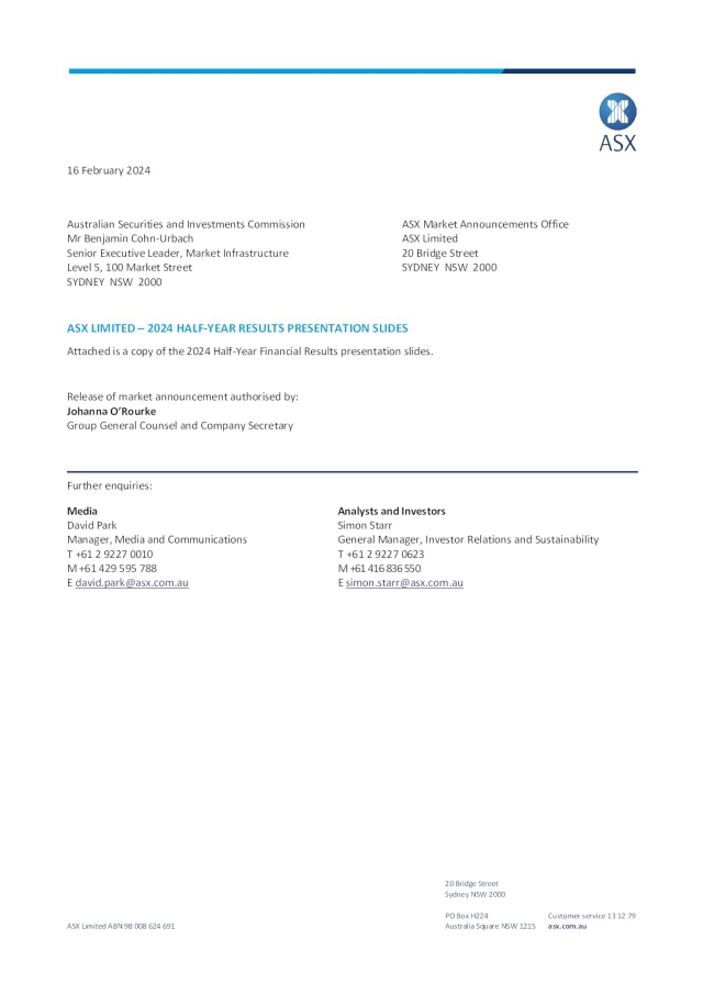 ASX Limited 2024 Q2 - Results - Earnings Call Presentation (OTCMKTS ...