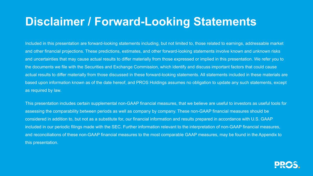 Disclaimer / Forward-Looking Statements