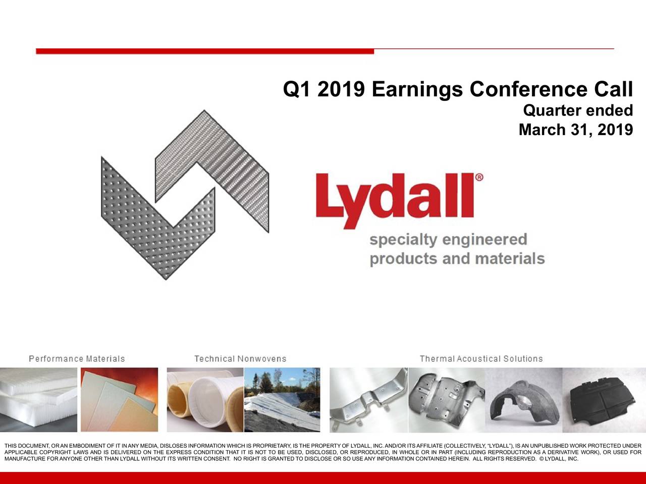 Lydall, Inc. 2019 Q1 - Results - Earnings Call Slides (NYSE:LDL ...