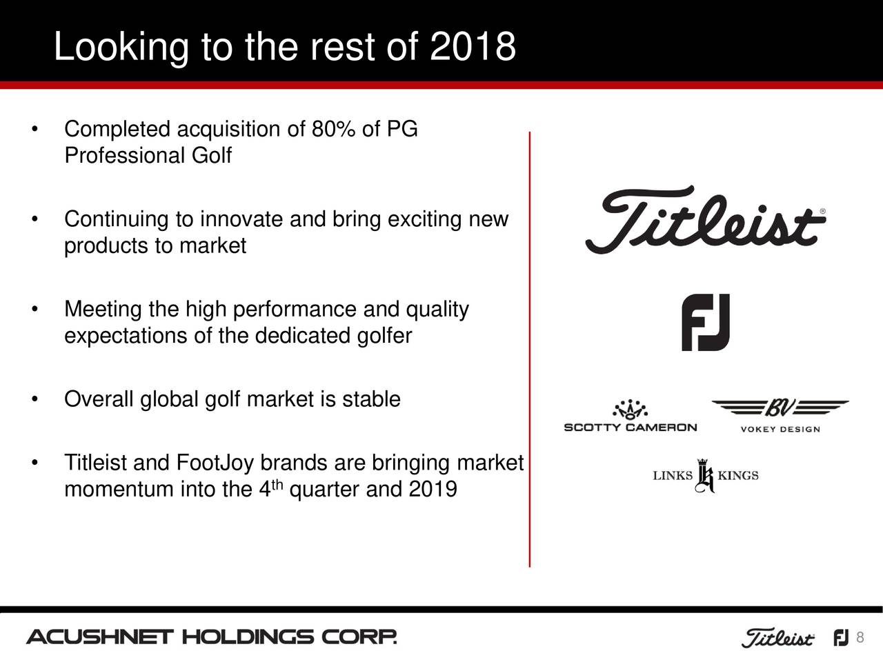 Holdings 2018 Q3 Results Earnings Call Slides (NYSEGOLF
