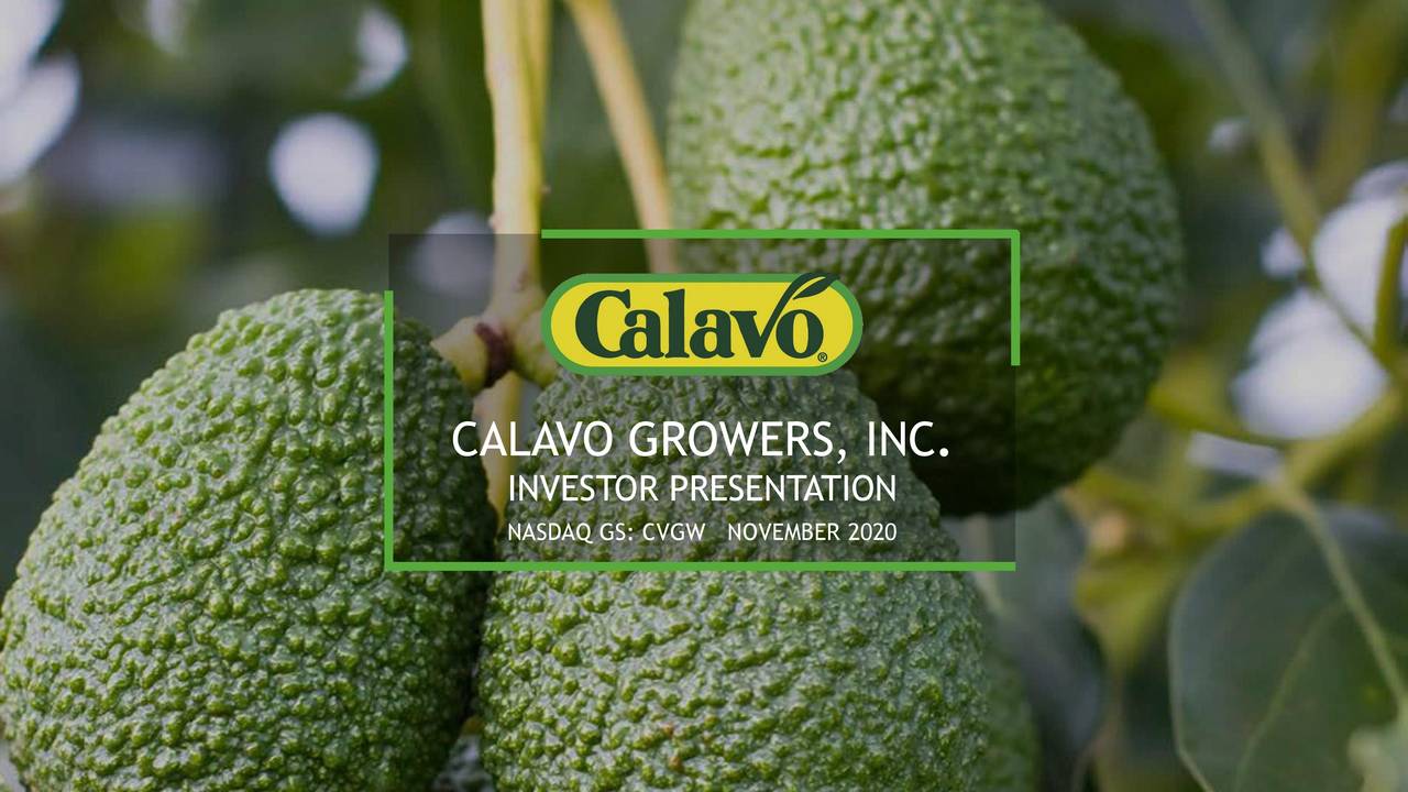 Calavo Growers (CVGW) Investor Presentation Slideshow (NASDAQCVGW