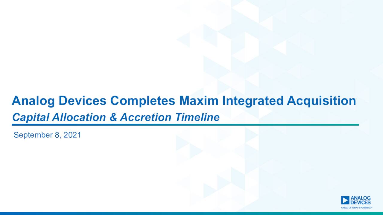 Analog Devices Investor Presentation Slideshow (NASDAQADI) Seeking