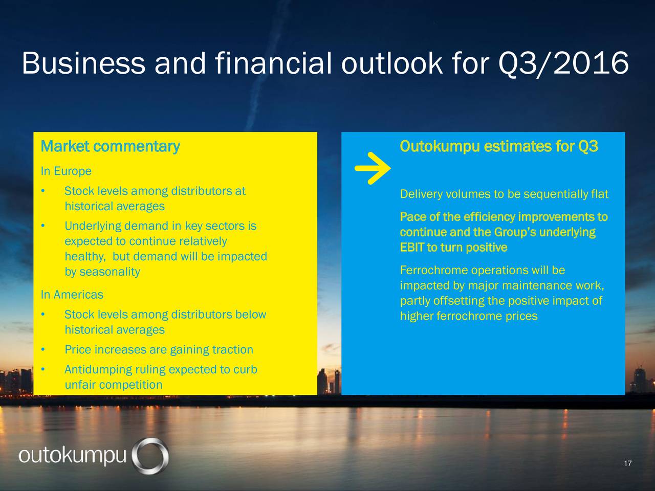 Outokumpu Oyj 2016 Q2 Results Earnings Call Slides Otcmkts Outkf Seeking Alpha