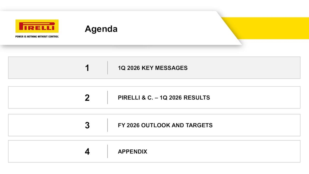 Alpha Call Pirelli & C. S.p.A. 2026 Q1 - Results - Earnings Call Presentation ...