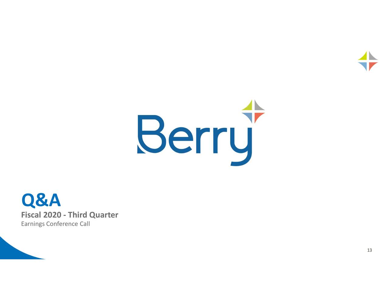 Berry Global Group, Inc. 2020 Q3 - Results - Earnings Call Presentation ...