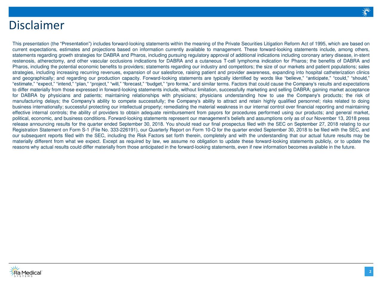 Ra Medical Systems (RMED) Investor Presentation Slideshow (NYSEVTAK) Seeking Alpha