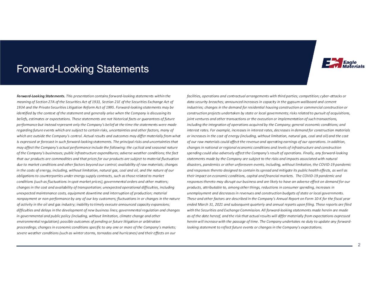 Eagle Materials Inc. 2022 Q3 Results Earnings Call Presentation