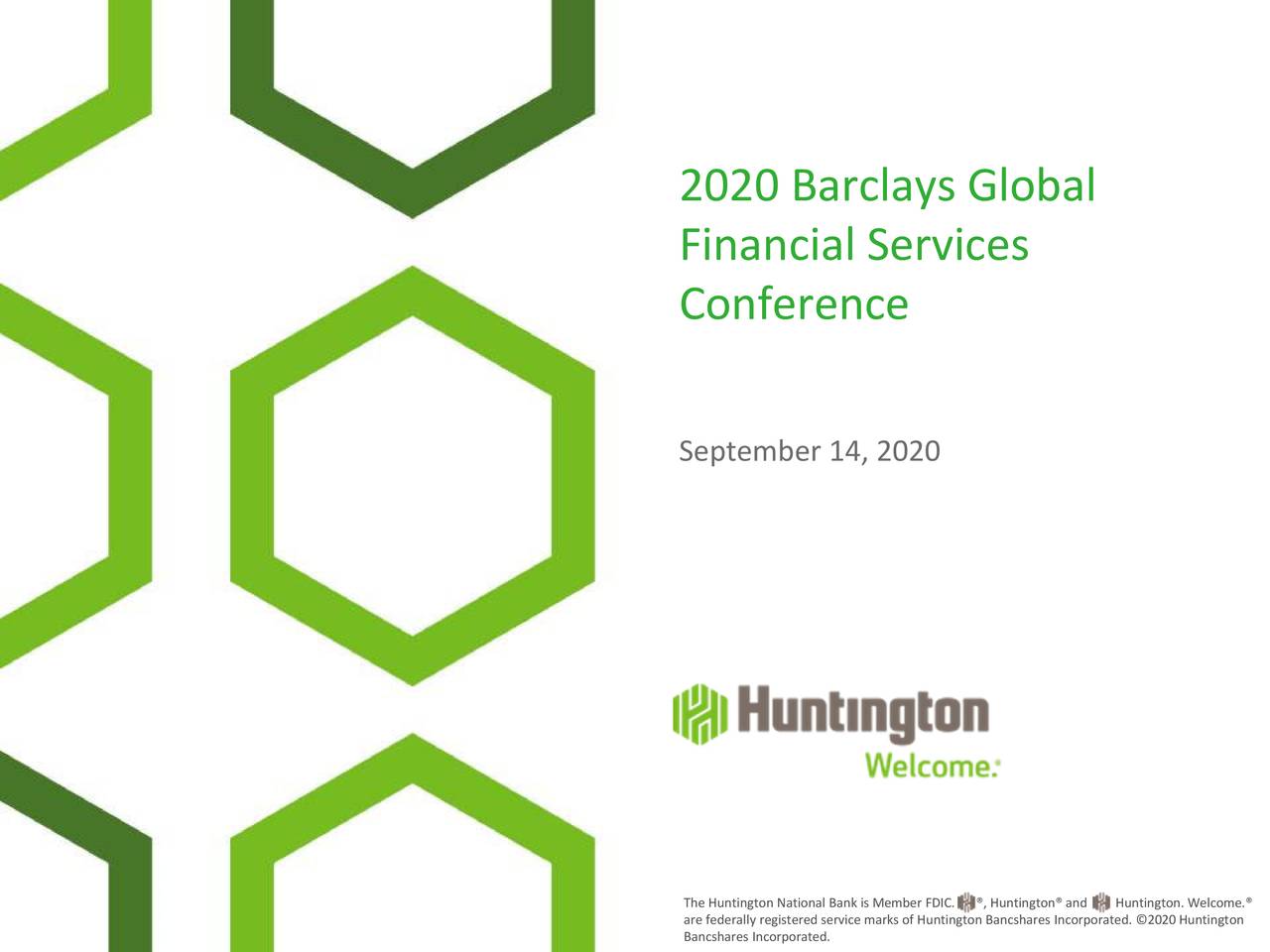 Huntington Bancshares Presents At 2020 Barclays Global Financial Services Conference
