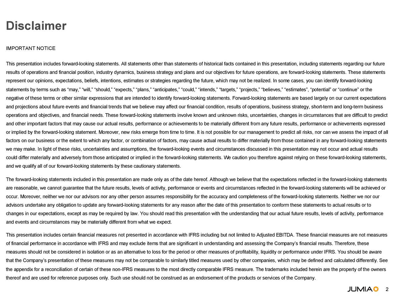 Jumia Technologies AG 2019 Q3 Results Earnings Call Presentation