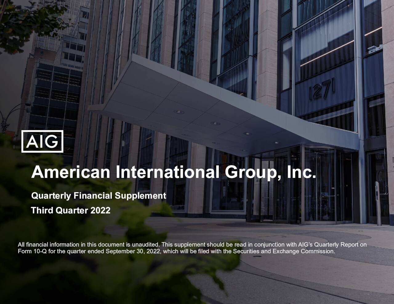 American International Group, Inc. 2022 Q3 Results Earnings Call