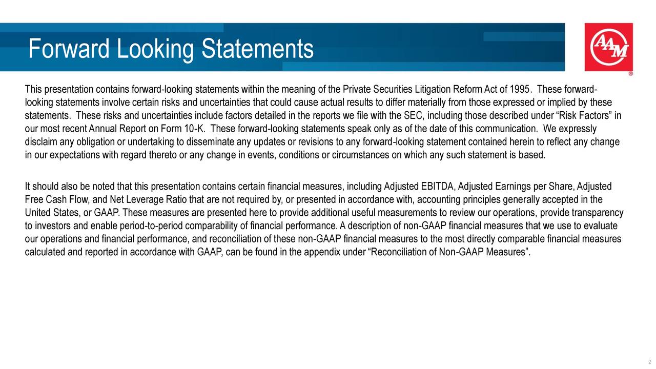 American Axle & Manufacturing Holdings (AXL) Investor Presentation Slideshow (NYSEAXL