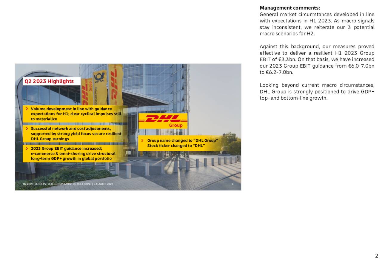 Management comments: